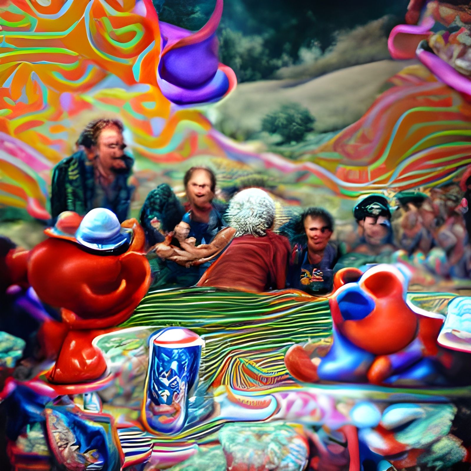 Ken Kesey and The Grateful Dead in Psychedelic Art