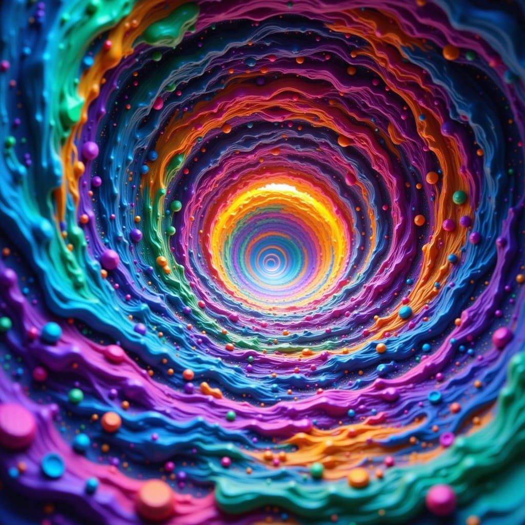 Vibrant Vortex Tunnel in Abstract Expressionist Style