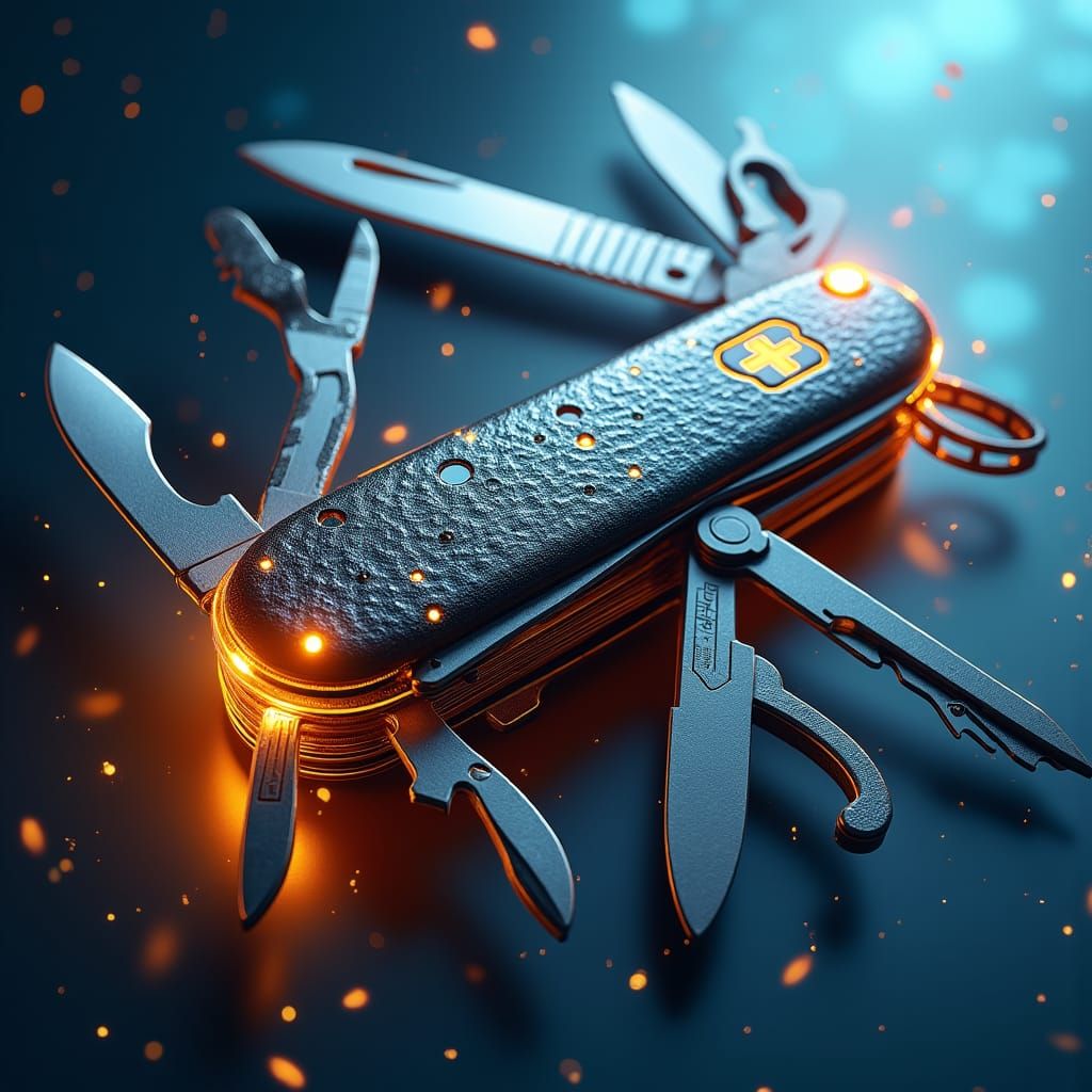 Detailed Swiss Army Knife in Matte Painting Style
