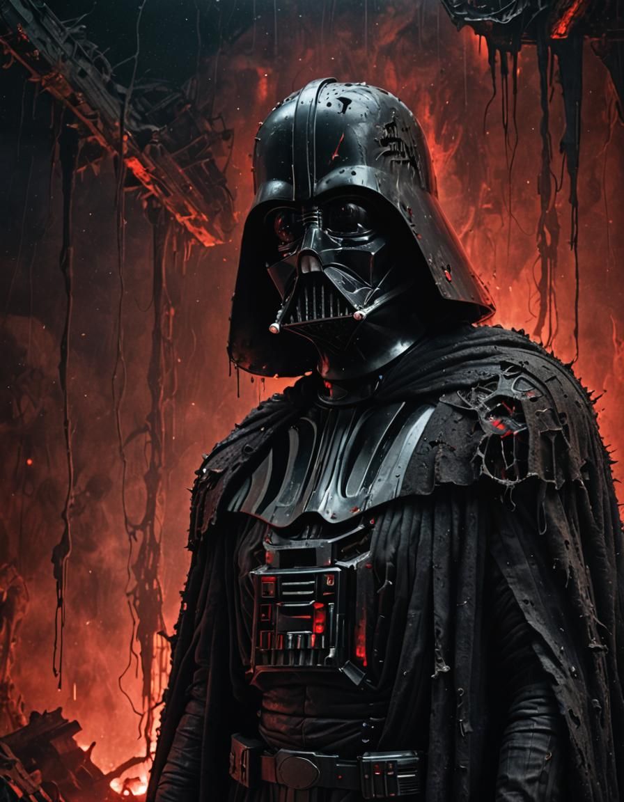 Zombie Darth Vader in Dark Gothic Horror Style