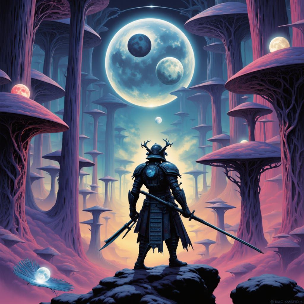 Samurai Warrior on Alien World: Sci-Fi Fantasy