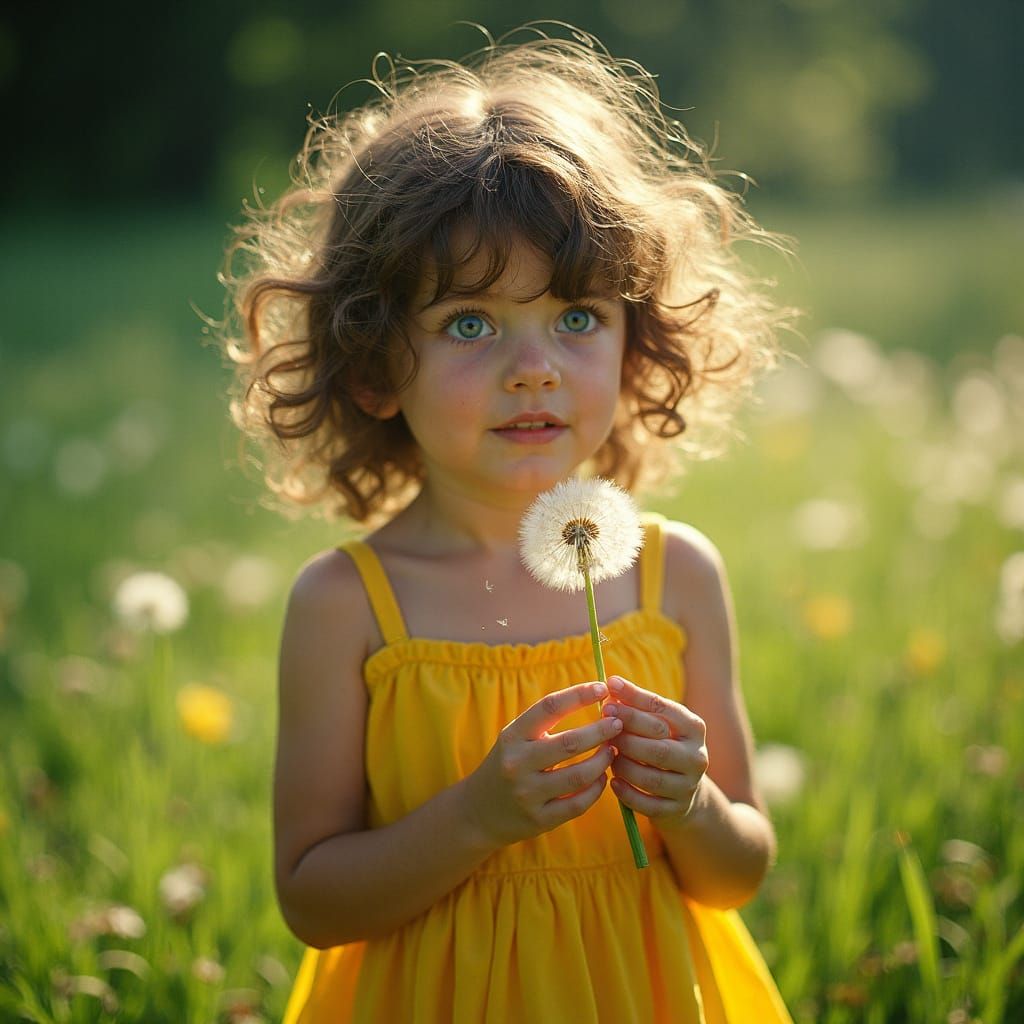 Cinematic Girl in Whimsical Meadow