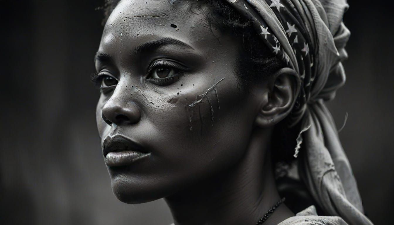 Strong African Woman in Monochrome Portrait