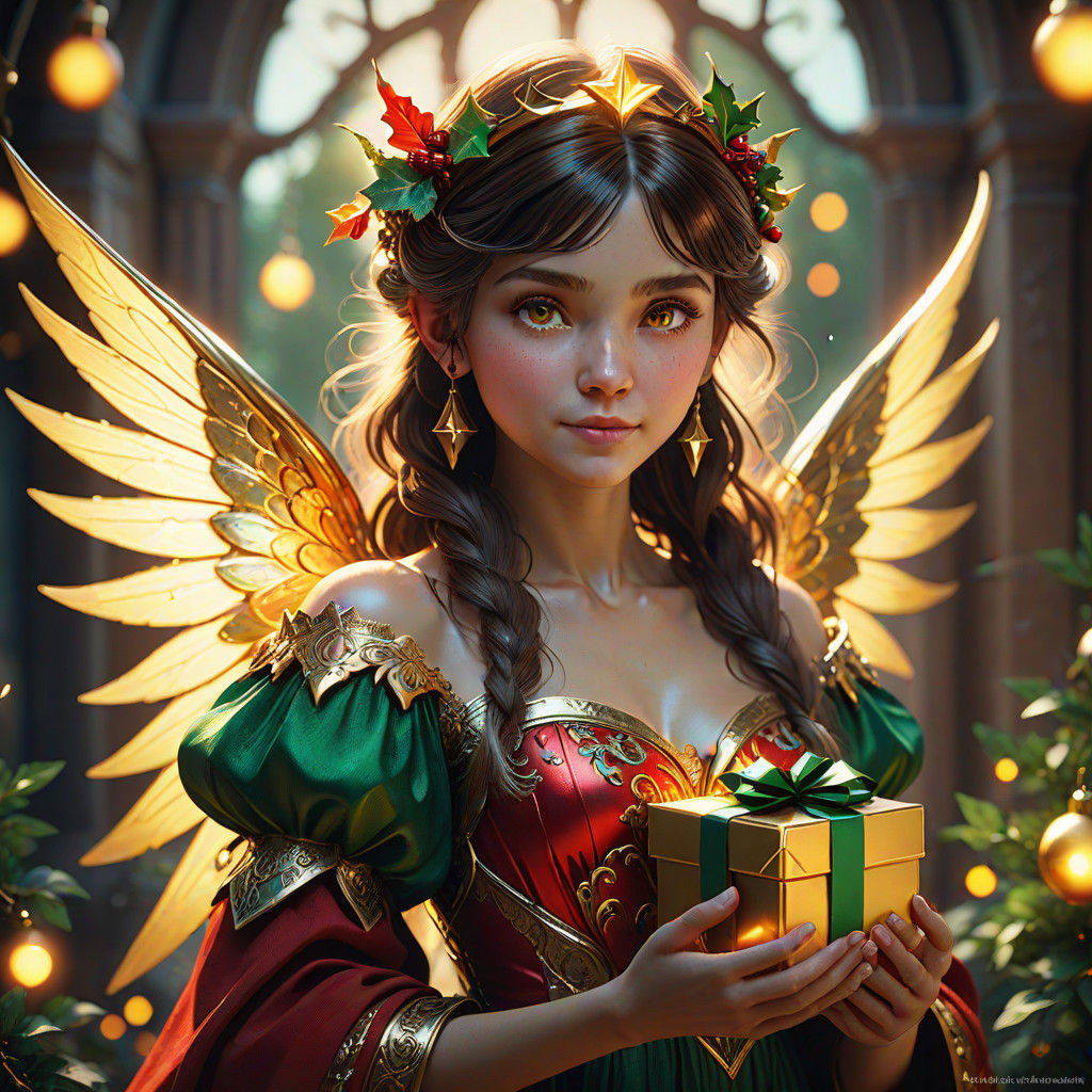 Christmas Fairy in Vibrant Fantasy Art