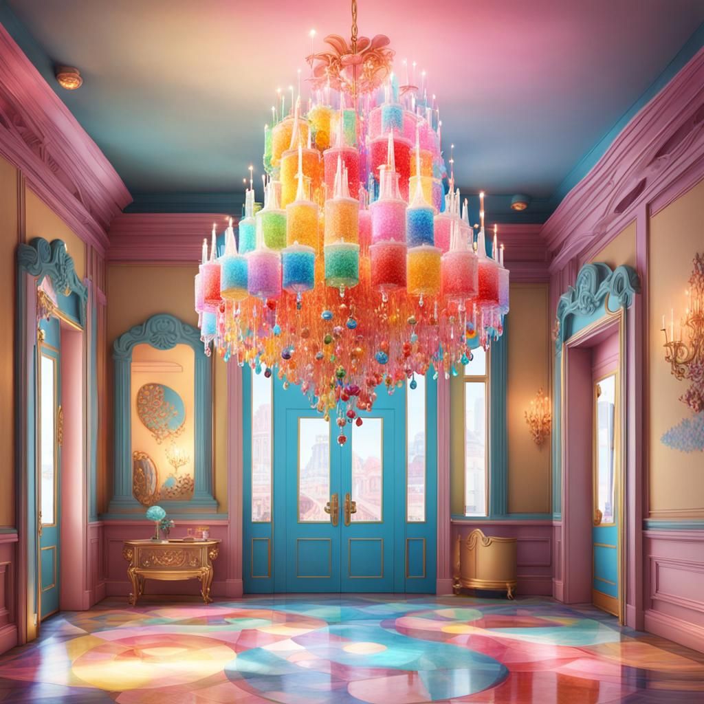 Rock Candy Chandelier in Candyland Art Style