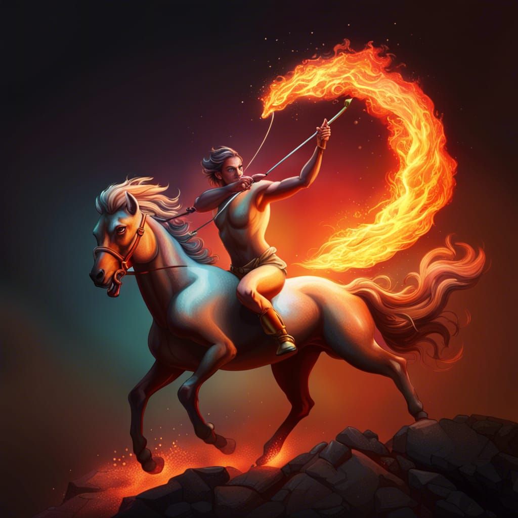 Centaur with Flaming Tail Fires Fire Arrow