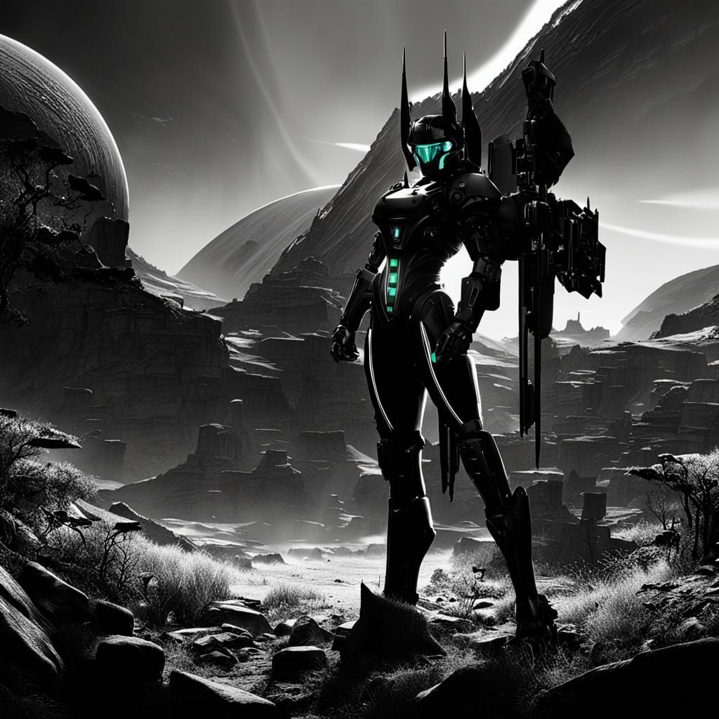 Samus Aran Ready for Battle on Alien Planet