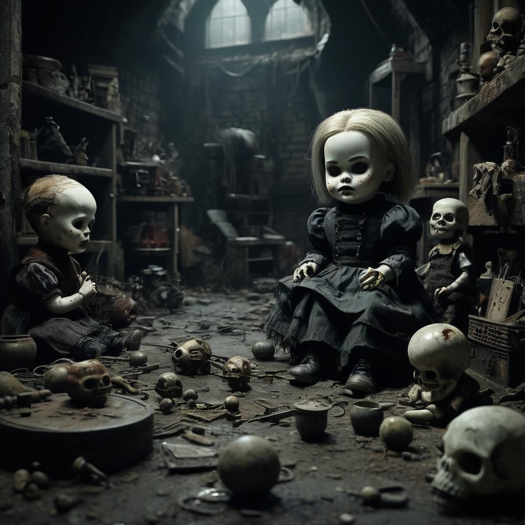 Eerie Gothic Cellar Scene in Dark Fantasy Style