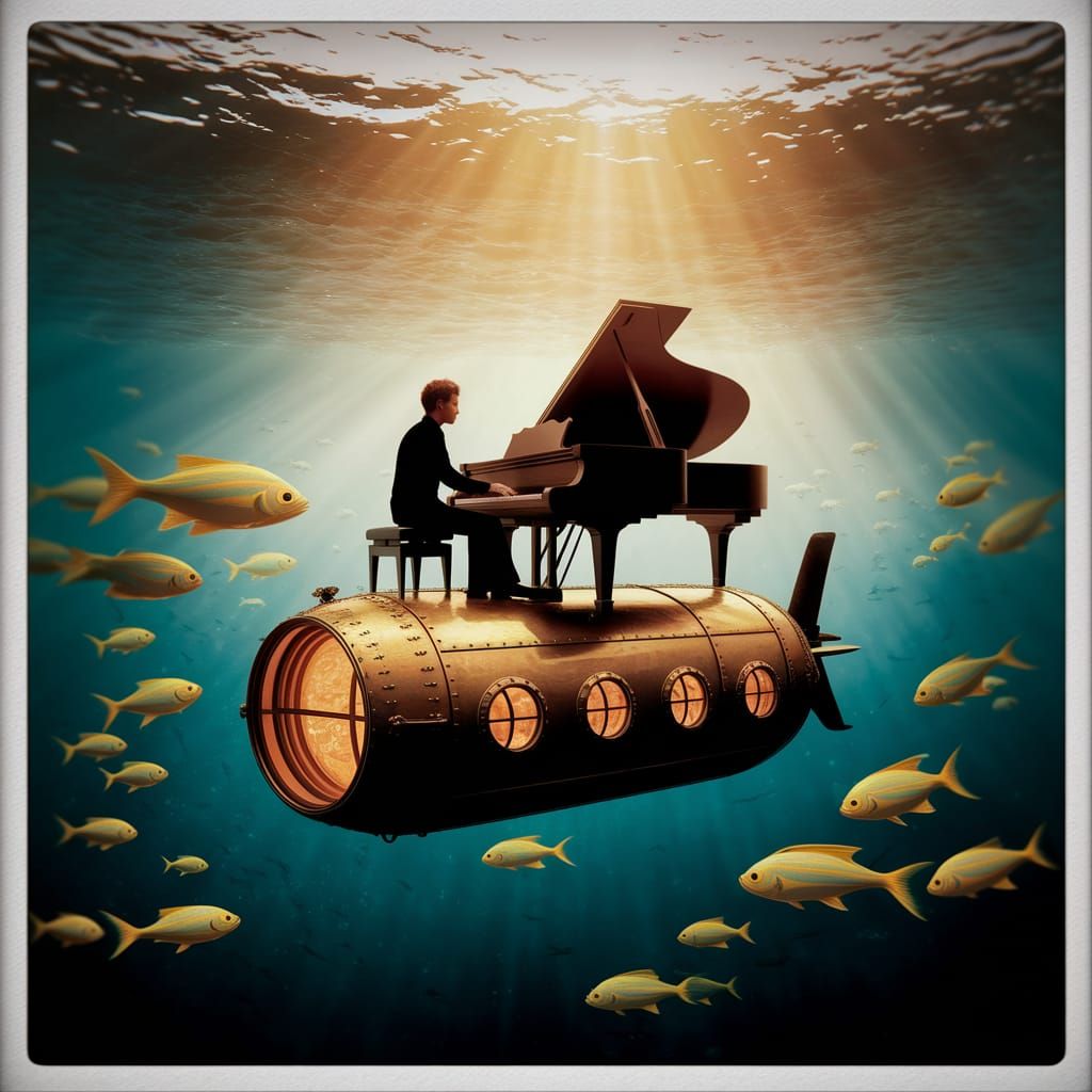 Pianist Plays Underwater Piano in Vintage Style
