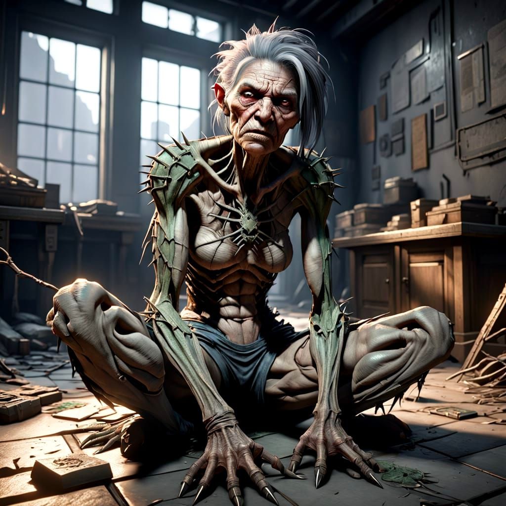 A Distressed Woman in a Dystopian Shroud