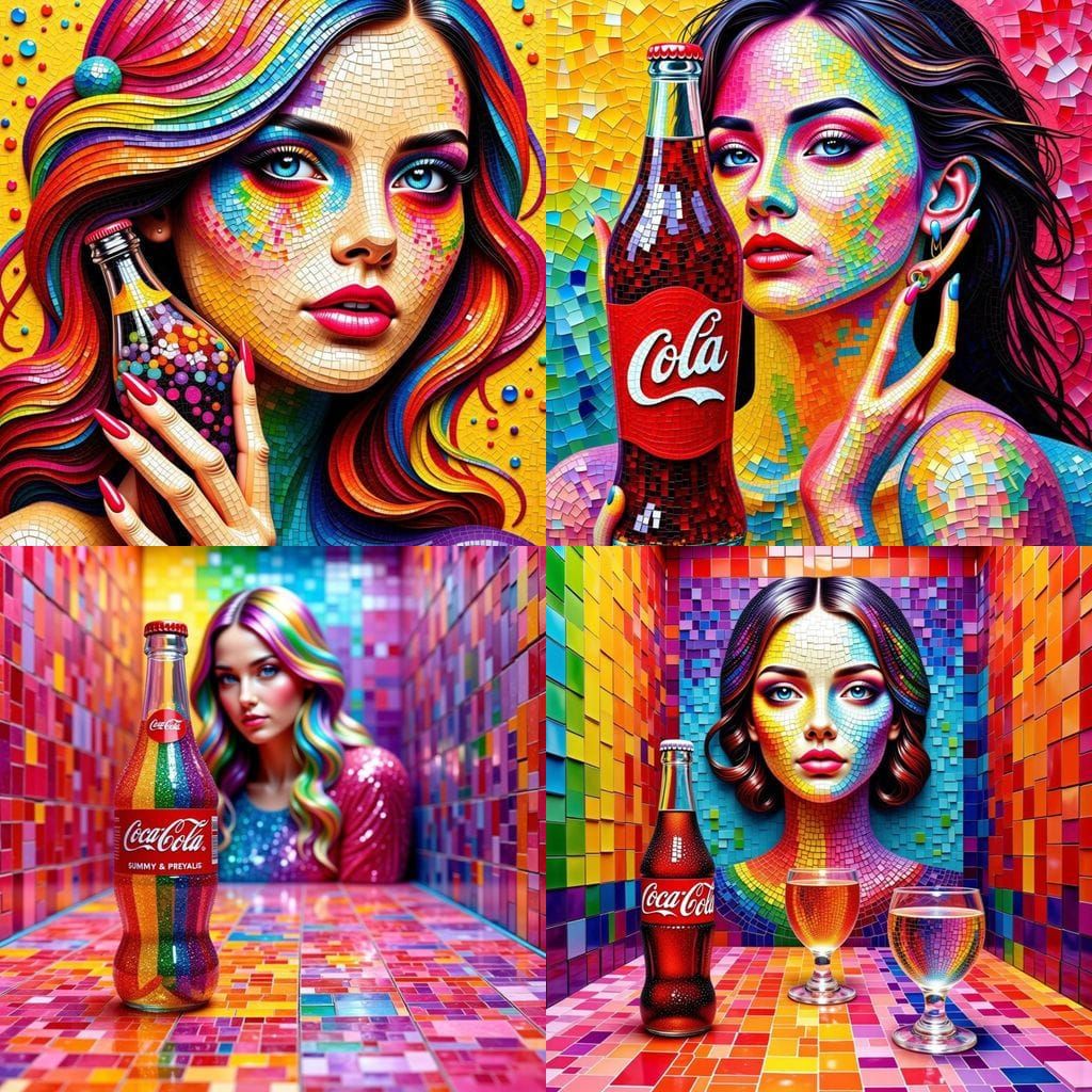 Gummy Cola Bottle in Pop Art Pixel Mosaic