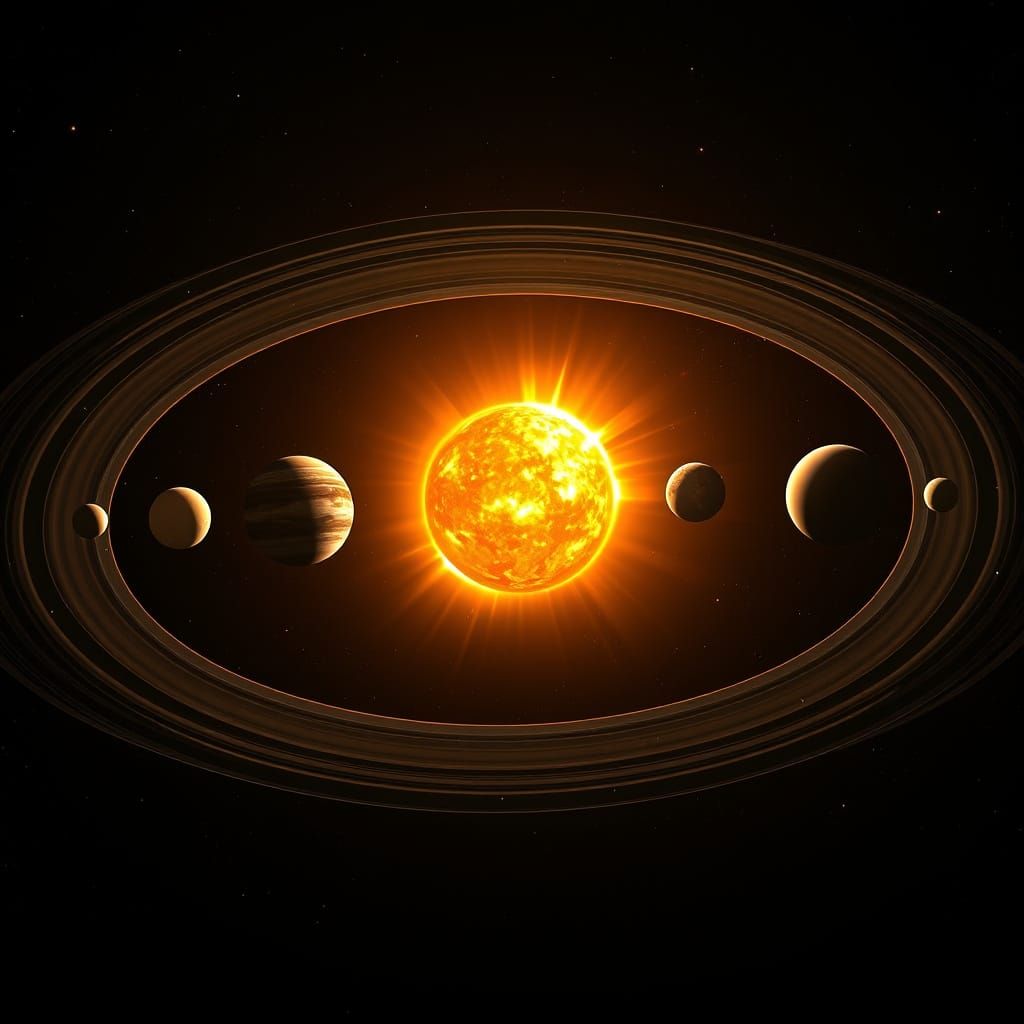 Realistic Solar System Panorama with Planets in Orbit