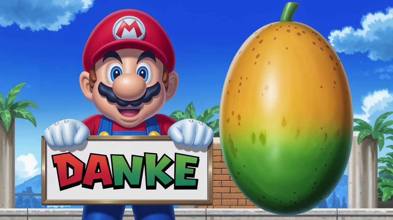 Mario in Grateful Mood, Digital Portrait with Maracuja and G...