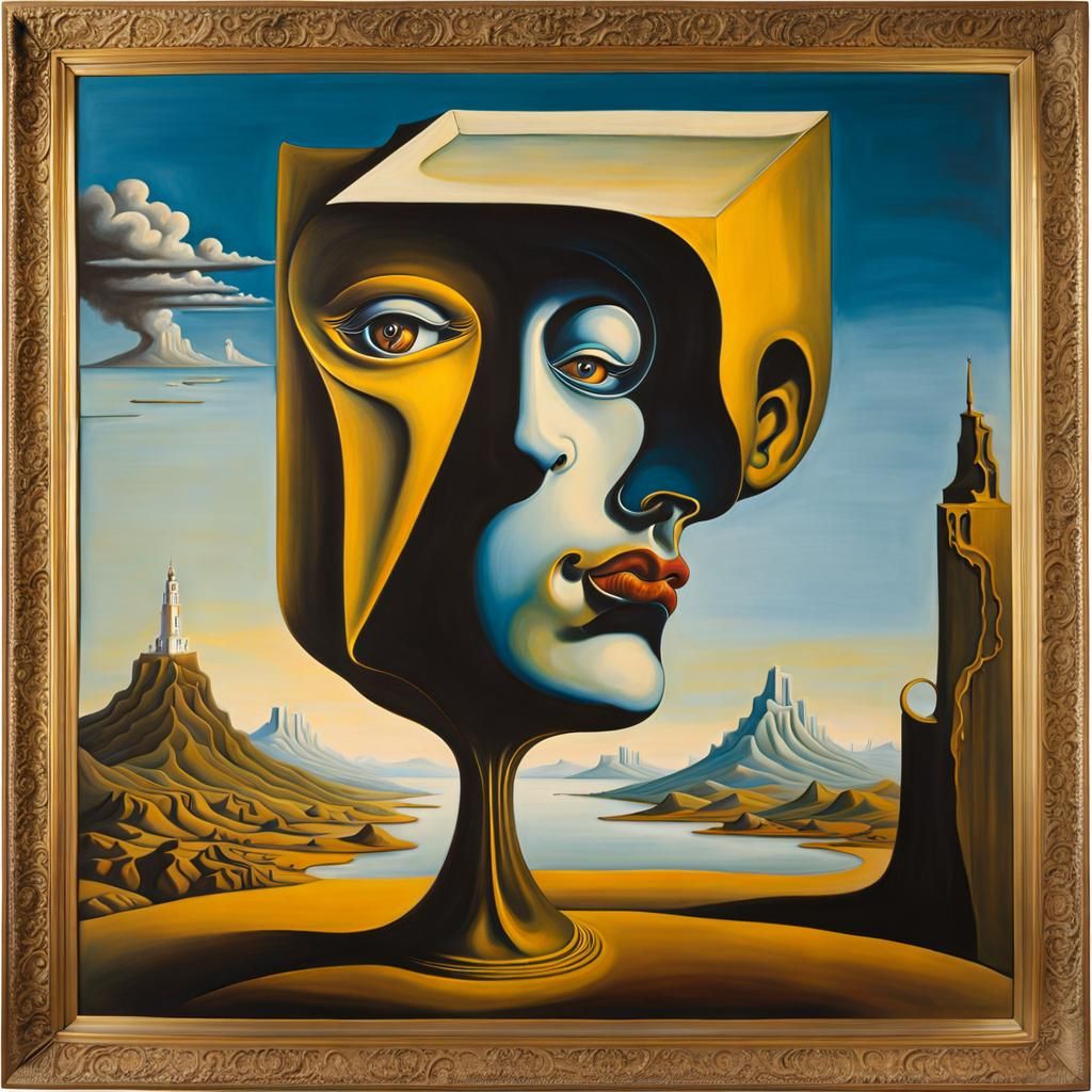 Classic Surrealism Masterpiece with Melting Oil Painting Eff...