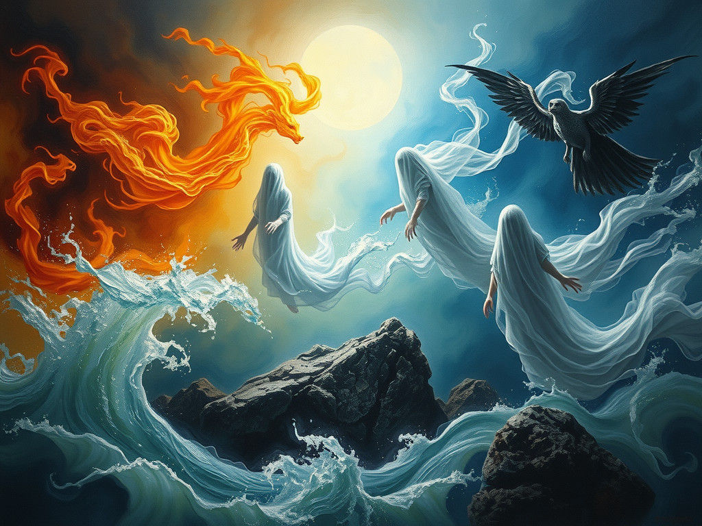 Elemental Forces in Vibrant, Ethereal Harmony