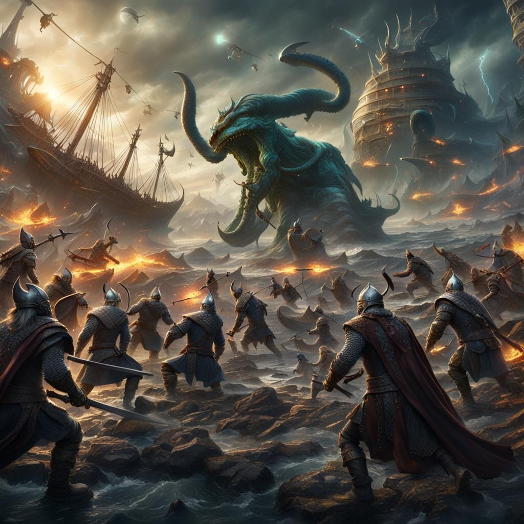 Vikings Versus Aliens in Detailed Matte Painting