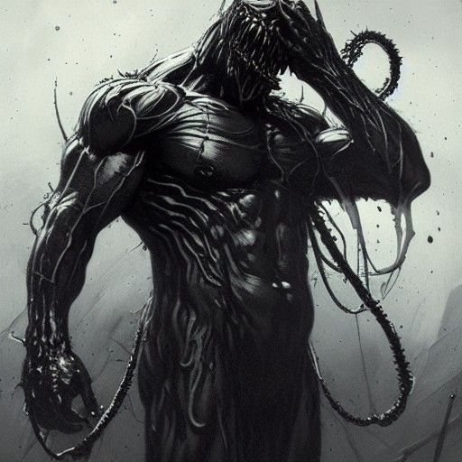 Buff Venom in Horror Engraving Style