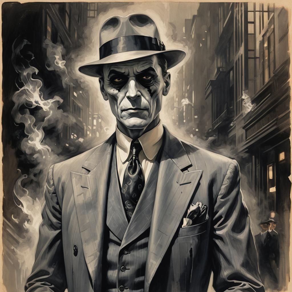 Art Deco Ghostly Mobster in Suit