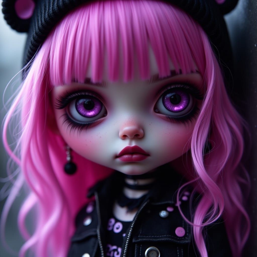 Ethereal Blythe Doll in Moody Gothic Style
