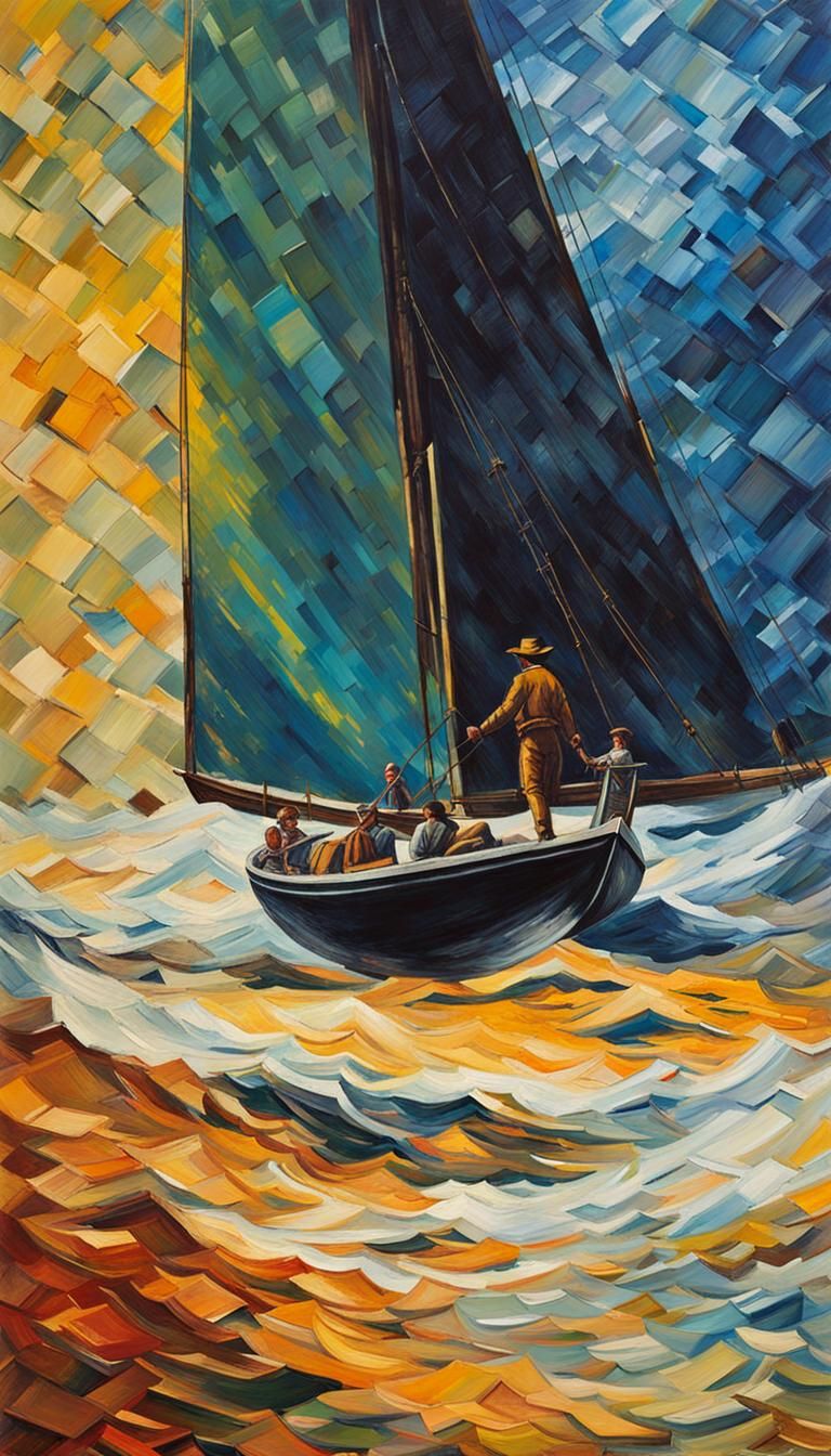 Cyberpunk Ahab in Gouache Style, 8K Resolution