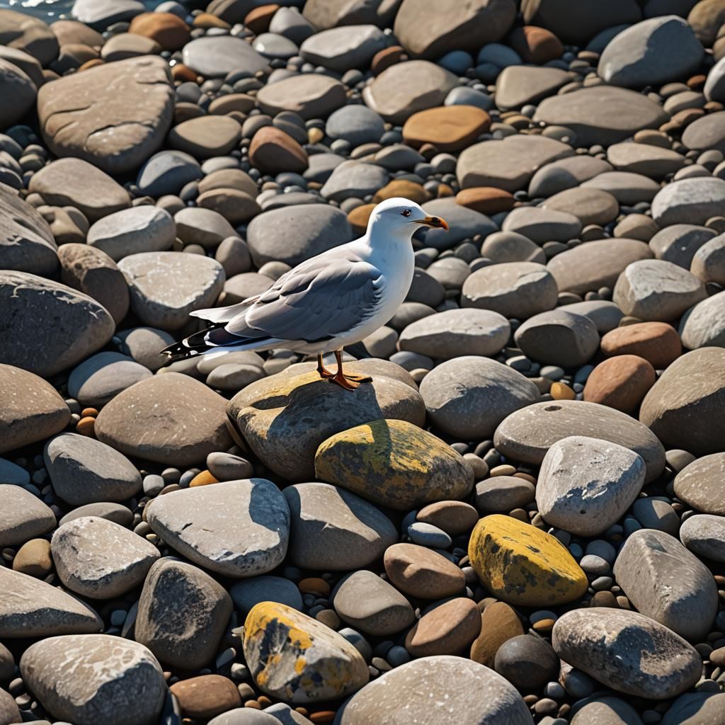 Herring Gull on Rocks: Concept Art in 8K