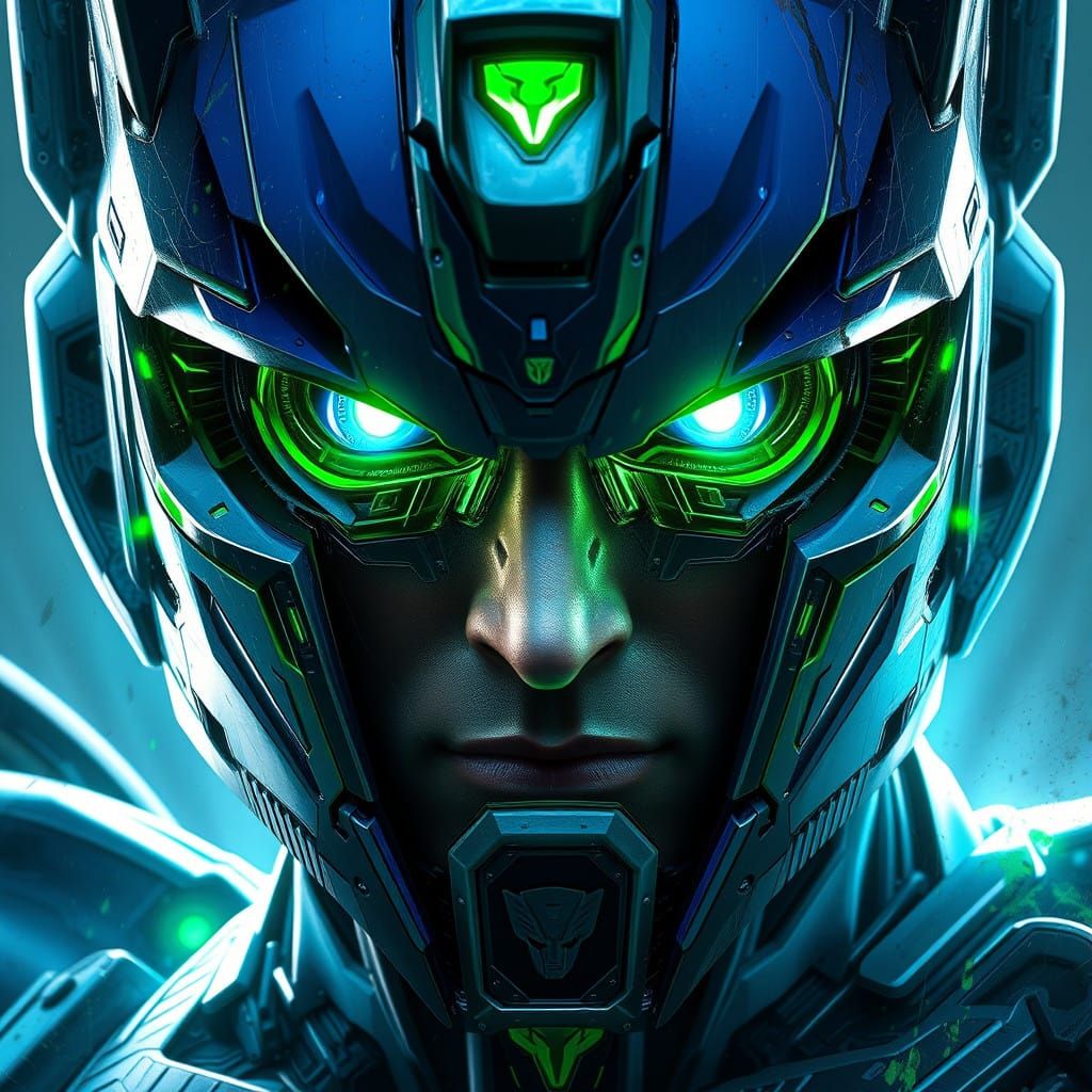 Cyberpunk Transformer Portrait in Triadic Colors