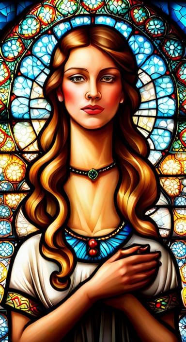 Stained Glass English Princess Hyperrealistic Rendering