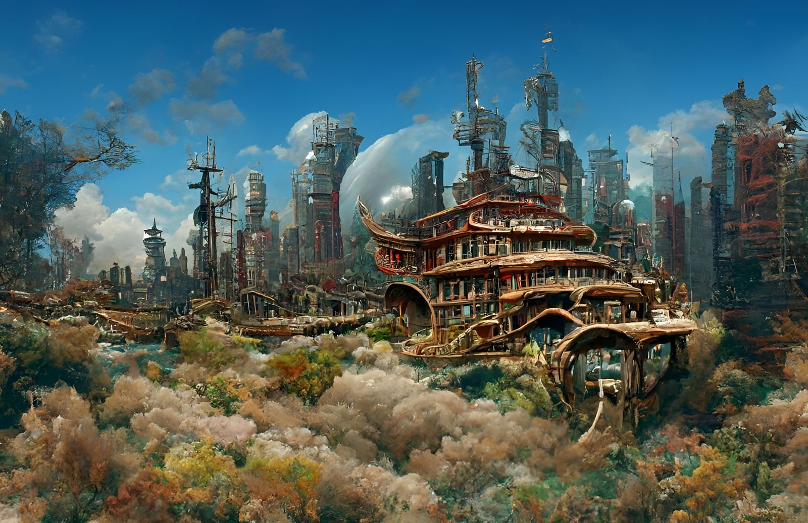 Spectacular Sci-Fi Metropolis Illustration in Dieselpunk Sty...