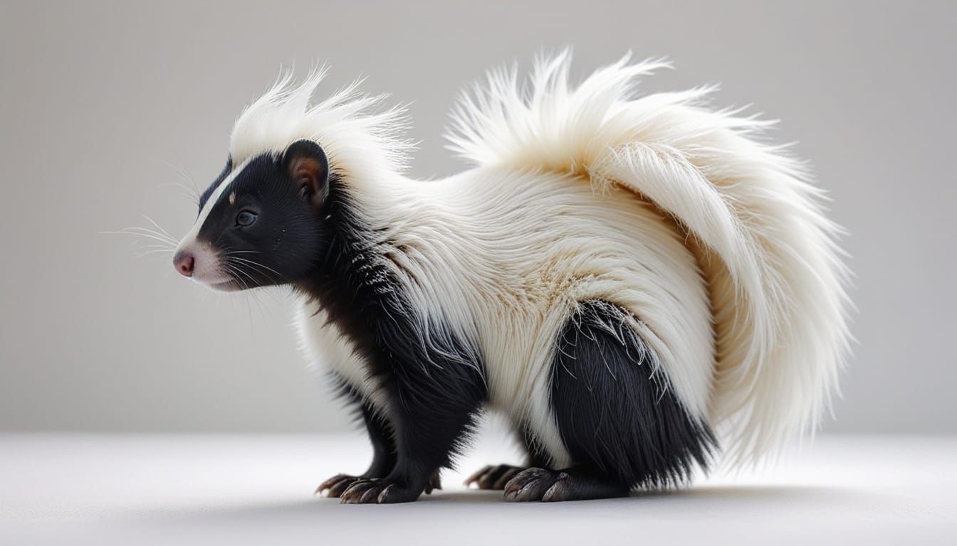 Elegant White Skunk Silhouette Portrait in Light Tones