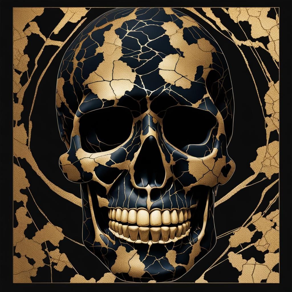 Kintsugi Skull Album Cover on Black