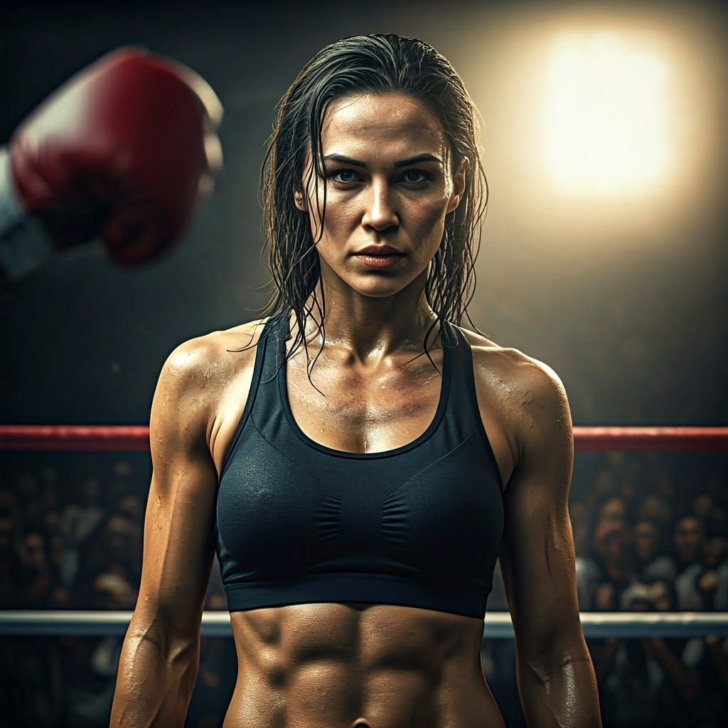 Vibrant Film Noir Boxing Scene with a Legendary Fighter