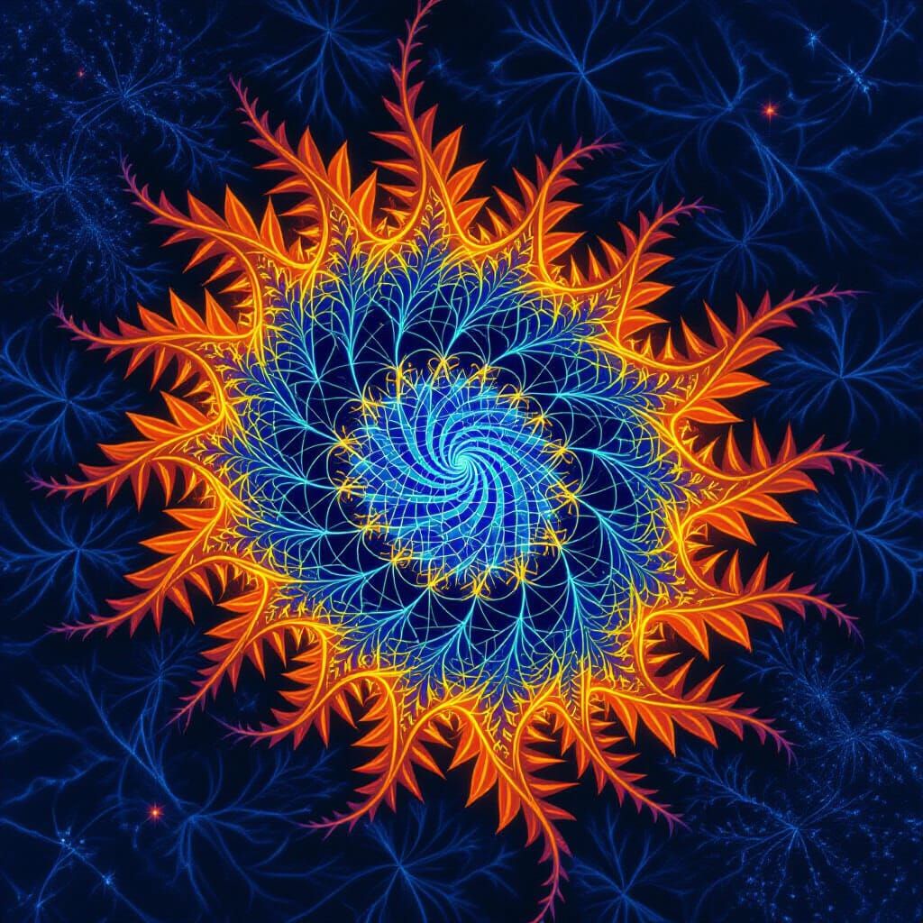 Vibrant Barnsley Fern Fractal Art