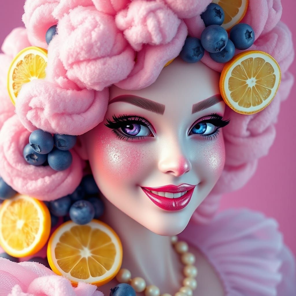 Candy Queen with Rainbow Lips and Colorful Details