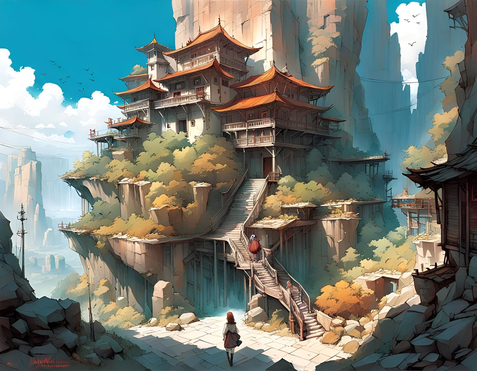 Catgirl in Awe-Inspiring Isekai Landscape