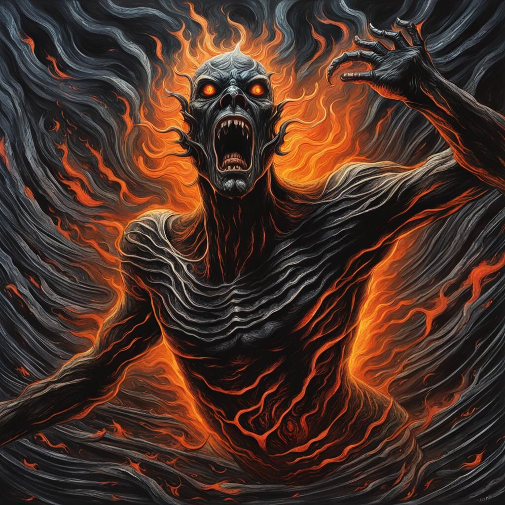 Demonic Figure in Fiery Dark Fantasy Concept Art