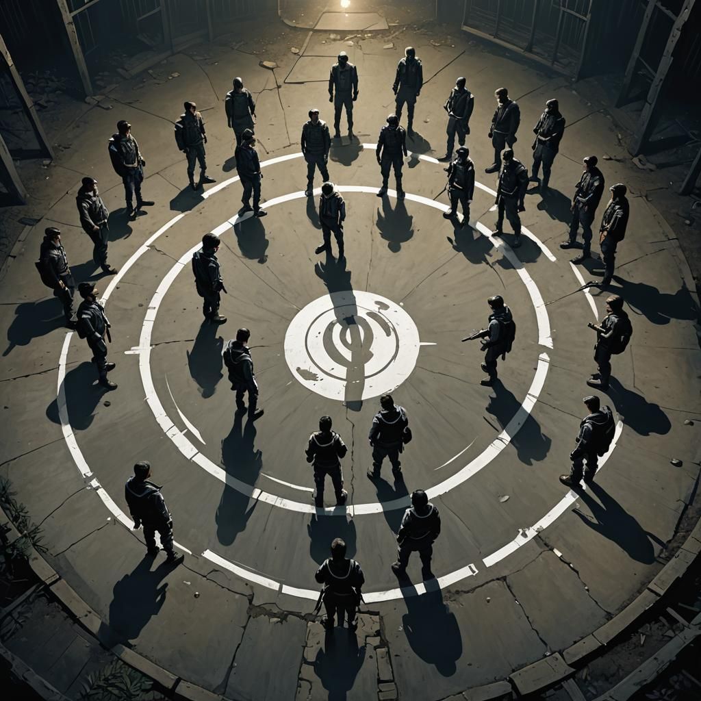 Teenagers Combat Training in Ominous Zoo, Dark Fantasy Art