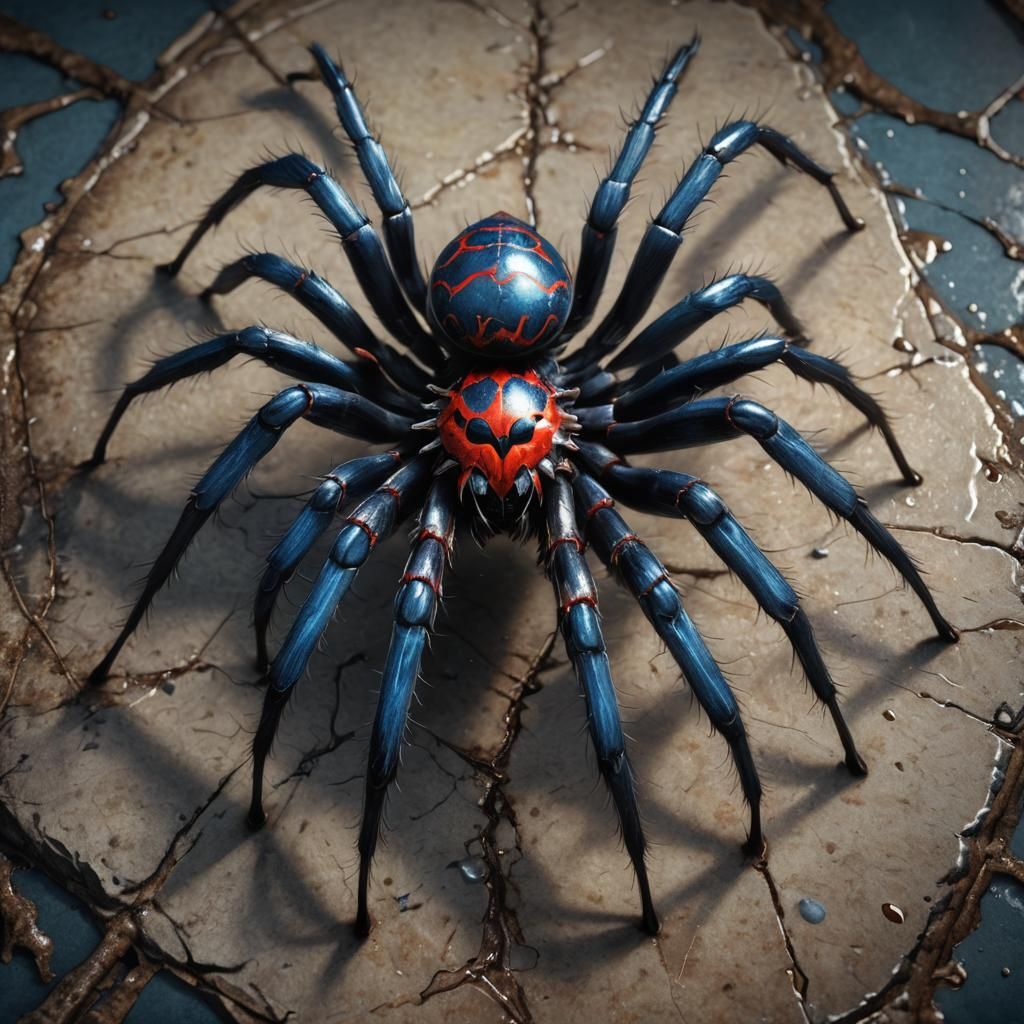 Fearsome Spider Macro Photography in Dark Fantasy Style