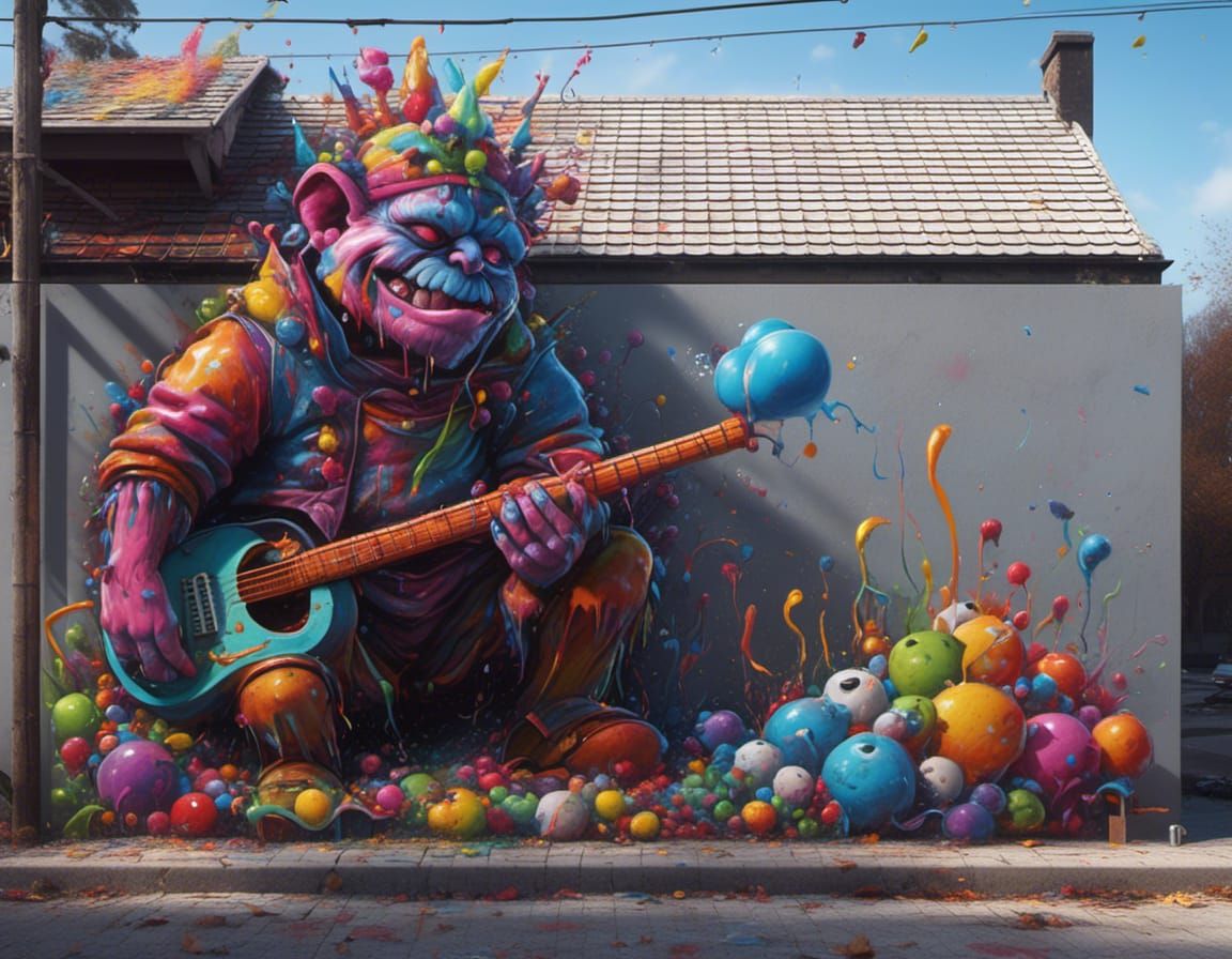 Goblins' New Year Party in Graffiti Style