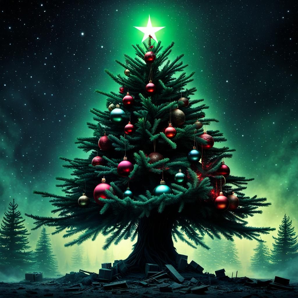 Post-Apocalyptic Cyberpunk Christmas Tree Album Cover