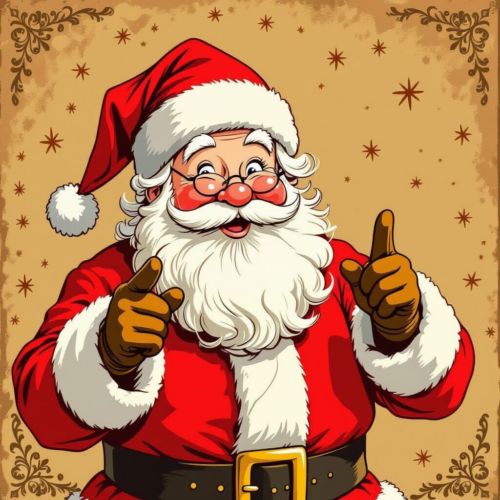 Jolly Santa Claus Illustration in Children's Book Style