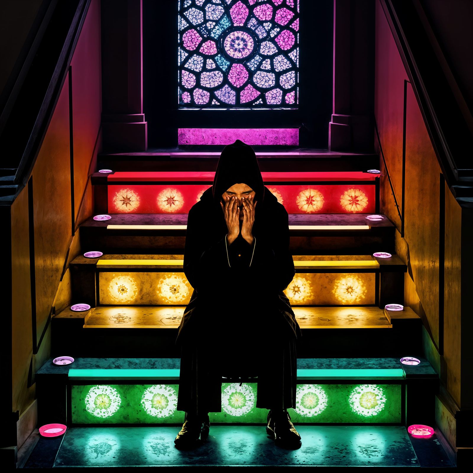 Colorful Stairs in a Surreal Labyrinth