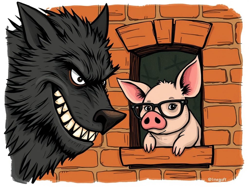 The Big Bad Wolf Gazes Longingly at a Pig in Glasses
