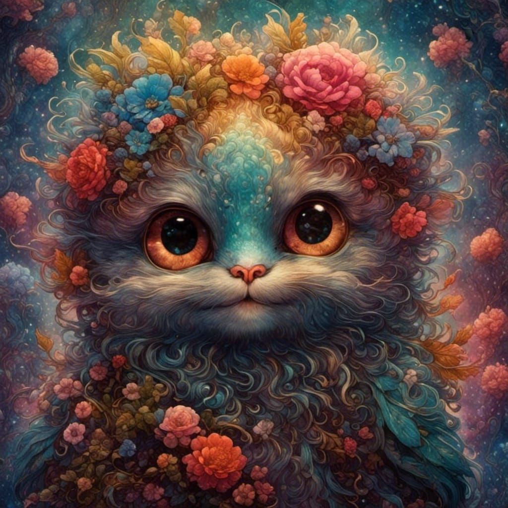 Cute One-Eyed Monster in Pablo Amaringo Style