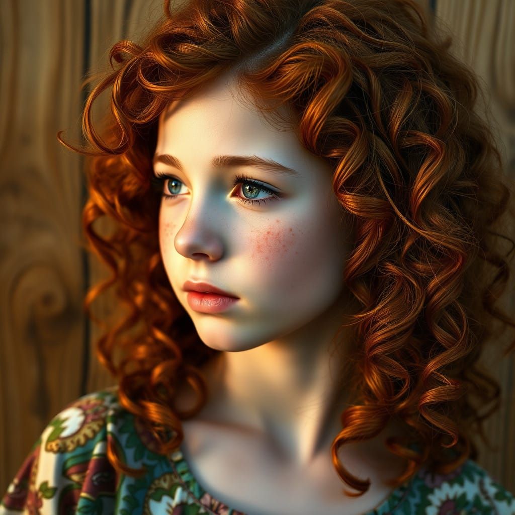 Portrait of a Young Person with Whimsical Red Hair