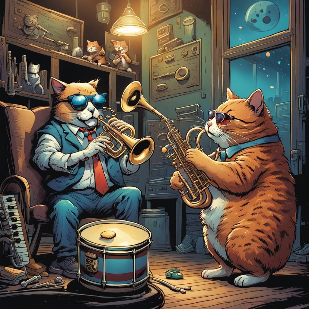 Animals Play Jazz: Comic Book Art Style