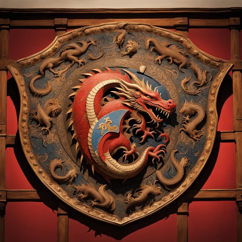 Museum Display: 16th Century Swiss Shield with Dragon