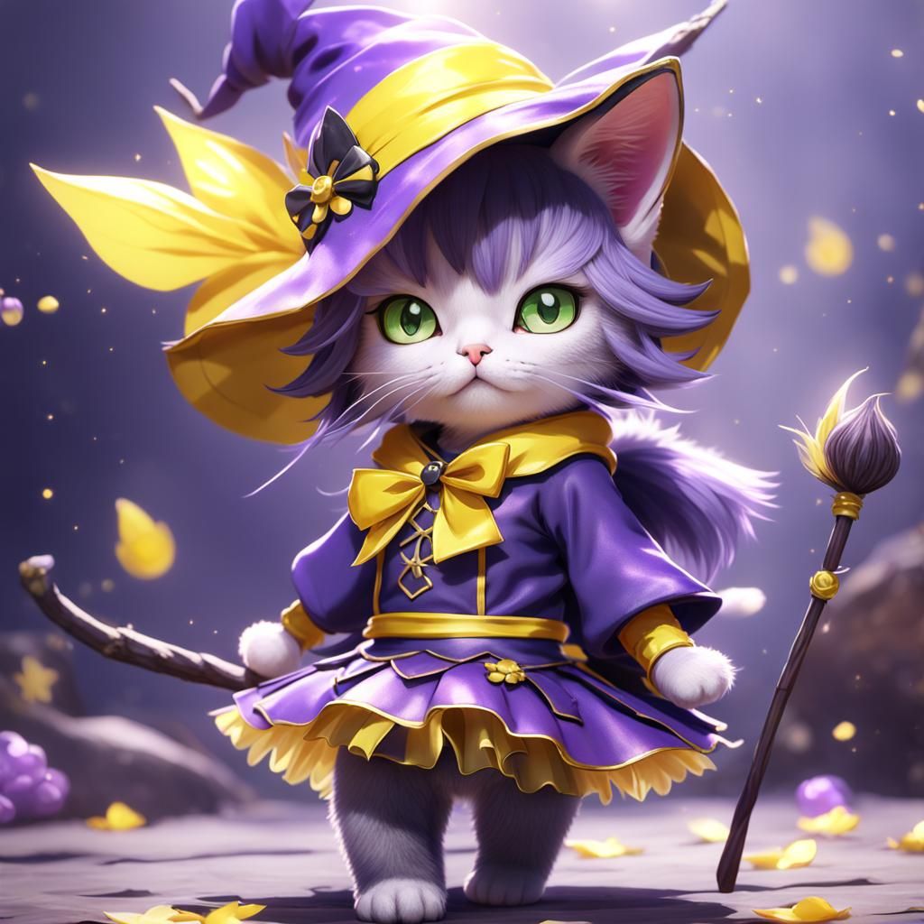 Adorable Fairy Kitty Witch in 3D Anime Art