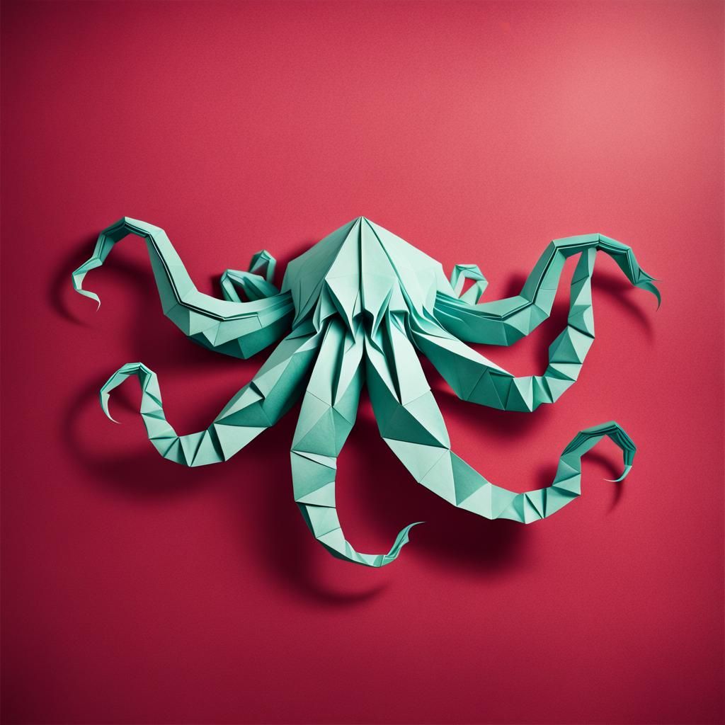 Origami Kraken Papercraft in 8K Resolution