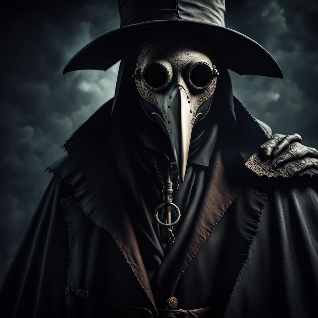 Intense Plague Doctor Gaze in Hyperrealism