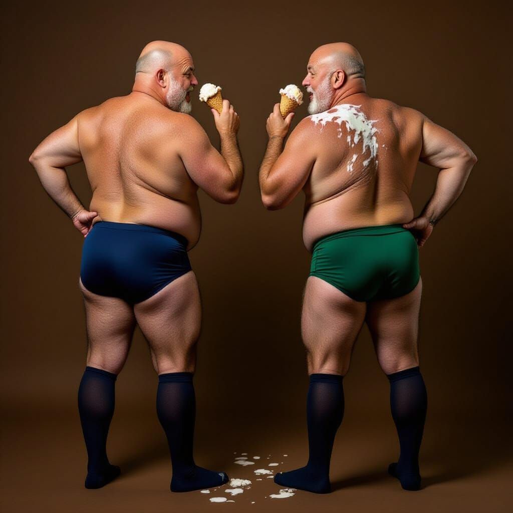 Playful Photograph of Two Men in Speedos